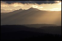 Early morning rays, Chugach mountains. Wrangell-St Elias National Park, Alaska, USA. (color)
