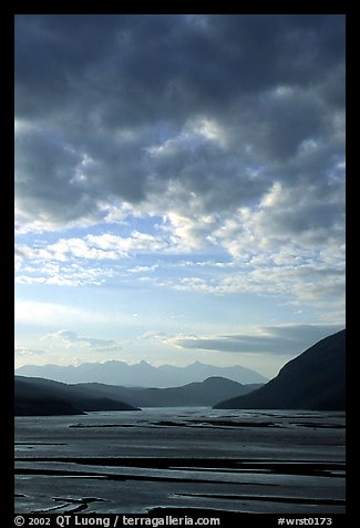 Sky and Copper River. Wrangell-St Elias National Park, Alaska, USA.