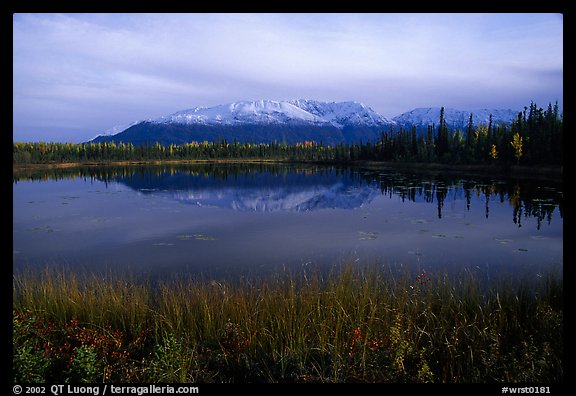 Chugach Mountains and Pond near Chokosna. Wrangell-St Elias National Park