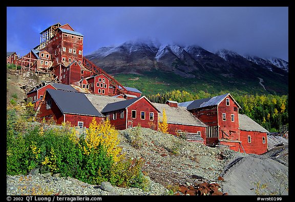 Kennicott historic mine town, late afternoon. Wrangell-St Elias National Park (color)