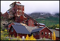 Kennicott historic copper mine and clouds. Wrangell-St Elias National Park, Alaska, USA.