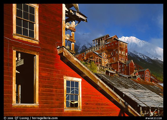 Kennicott historic  mine in storm light, late afternoon. Wrangell-St Elias National Park (color)