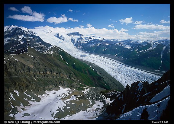 Root Glacier seen from Mt Donoho. Wrangell-St Elias National Park, Alaska, USA.