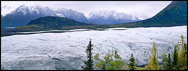 Wide mountain glacier. Wrangell-St Elias National Park, Alaska, USA.
