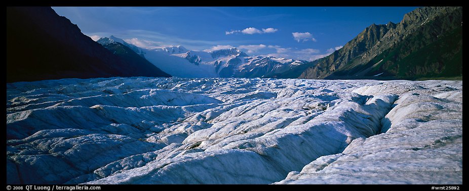 Glacier with crevasses. Wrangell-St Elias National Park, Alaska, USA.