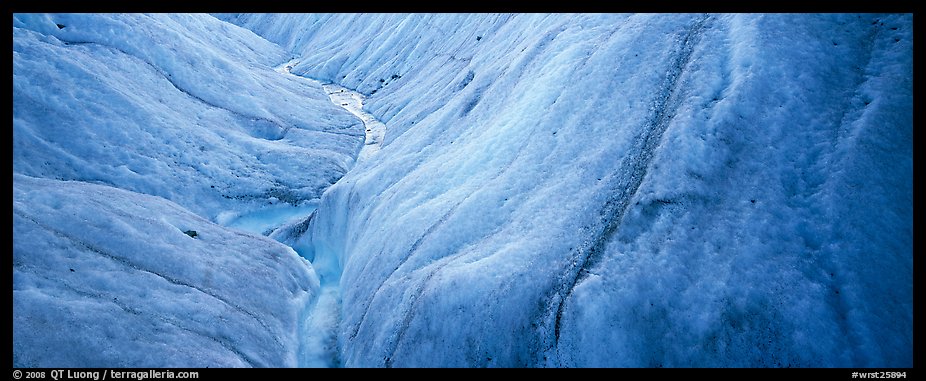 Stream and ice close-up on glacier. Wrangell-St Elias National Park (color)
