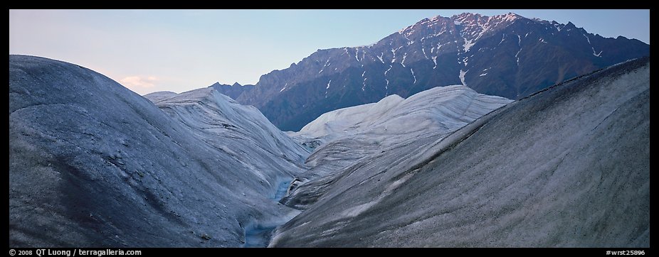 Glacial forms and rocky mountain. Wrangell-St Elias National Park, Alaska, USA.