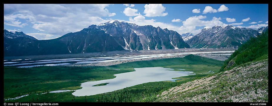 Glacial valley and lake. Wrangell-St Elias National Park (color)