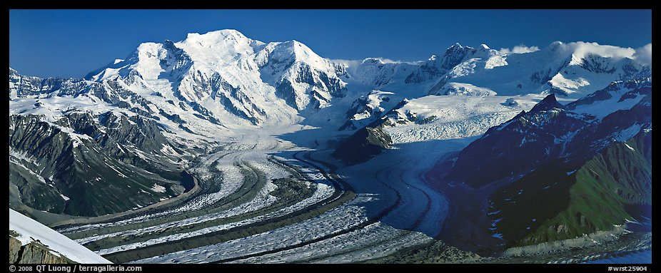 Mt Blackburn and glacier. Wrangell-St Elias National Park, Alaska, USA.