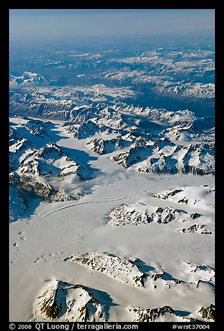 Aerial view of glaciers and mountains, St Elias range. Wrangell-St Elias National Park (color)
