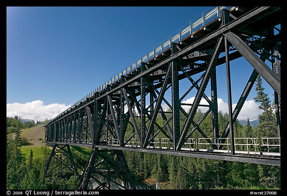 Bridge over Kuskulana river. Wrangell-St Elias National Park, Alaska, USA.