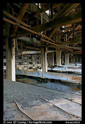Shaking tables in the Kennecott concentration plant. Wrangell-St Elias National Park (color)