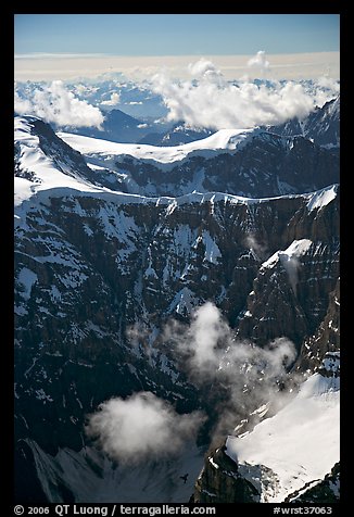 Aerial view of steep rock mountain faces. Wrangell-St Elias National Park (color)