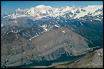 Aerial view of Mile High Cliffs and Mt Blackburn. Wrangell-St Elias National Park, Alaska, USA. (color)