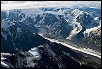 Aerial view of glacier, University Range. Wrangell-St Elias National Park, Alaska, USA.