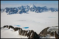 Aerial view of snow-covered Bagley Field. Wrangell-St Elias National Park ( color)