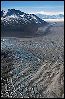 Aerial view of crevasses on Tana Glacier. Wrangell-St Elias National Park, Alaska, USA. (color)