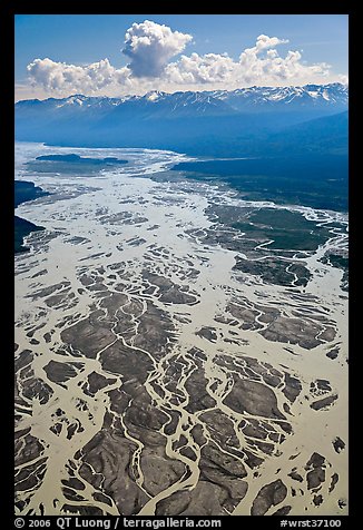 Aerial view of braids of the Chitina River. Wrangell-St Elias National Park (color)