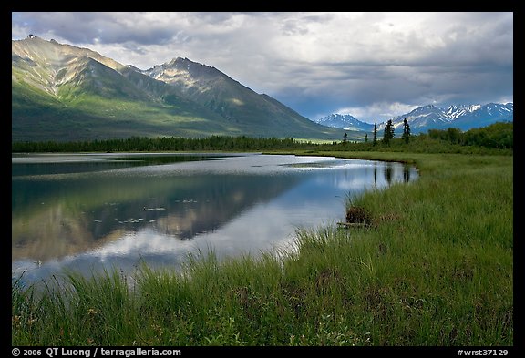 Mountains reflected in lake. Wrangell-St Elias National Park (color)