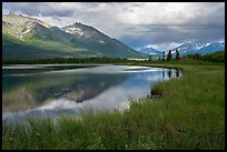 Mountains reflected in lake. Wrangell-St Elias National Park, Alaska, USA. (color)