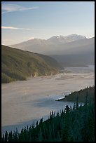 Wide Chitina River and Chugach Mountains. Wrangell-St Elias National Park, Alaska, USA. (color)