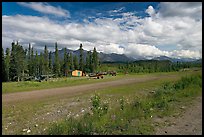 Airstrip at the end of Nabesna Road. Wrangell-St Elias National Park, Alaska, USA. (color)