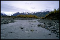 Kenicott River and Wrangell Mountains. Wrangell-St Elias National Park, Alaska, USA. (color)