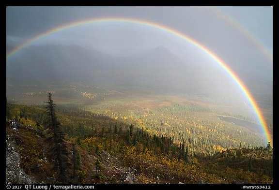Double rainbow, Nabesna River Valley. Wrangell-St Elias National Park, Alaska, USA.