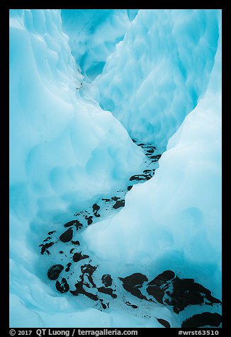 Meltwater at the bottom of icy canyon, Root Glacier. Wrangell-St Elias National Park (color)