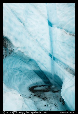 Waterfall drops in ice bowl. Wrangell-St Elias National Park (color)