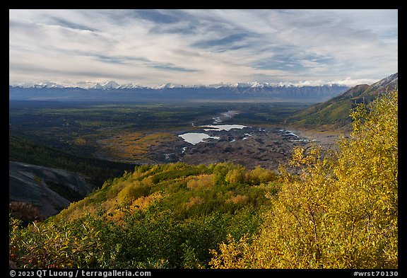 Chugatch Range and glacier basin in autumn. Wrangell-St Elias National Park (color)