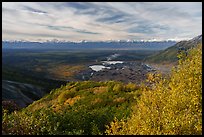 Chugatch Range and glacier basin in autumn. Wrangell-St Elias National Park ( color)