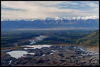 Lakes at the foot of glacier, Kennicott River, and Chugatch Range. Wrangell-St Elias National Park ( color)