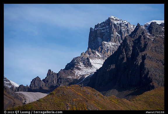 Mining structures and craggy peaks. Wrangell-St Elias National Park (color)