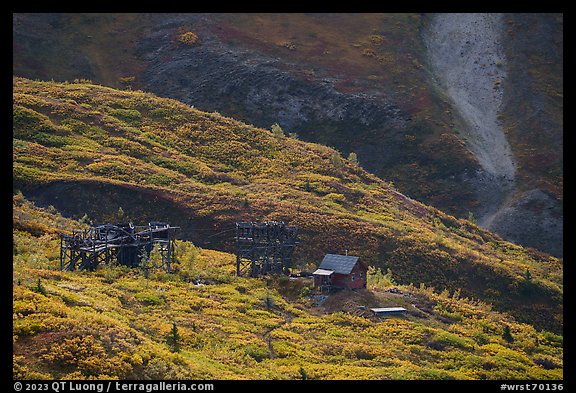 Mining structures, Bonanza Creek drainage. Wrangell-St Elias National Park (color)