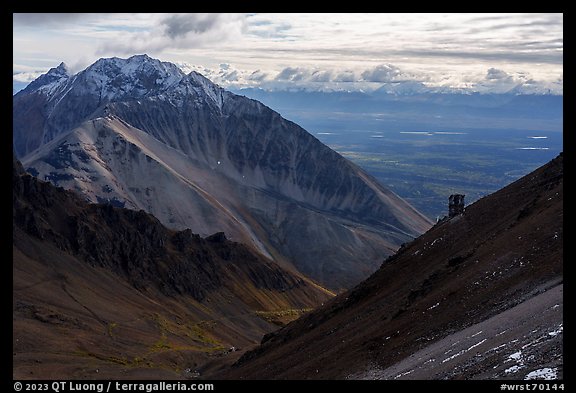 Bonanza Mine aerial tramway tower and Porphyry Mountain. Wrangell-St Elias National Park (color)