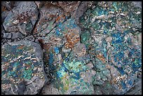 Close-up of colorful copper deposits. Wrangell-St Elias National Park ( color)