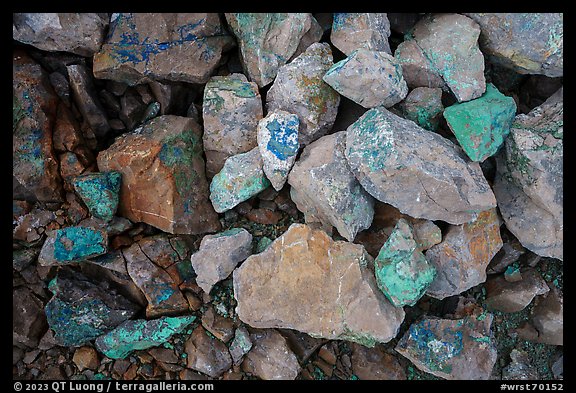 Close-up of rocks with copper minerals. Wrangell-St Elias National Park, Alaska, USA.