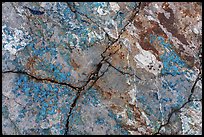 Close-up of blue copper minerals on rocks. Wrangell-St Elias National Park ( color)