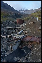 Remnants of mining activity and Bonanza Peak. Wrangell-St Elias National Park ( color)