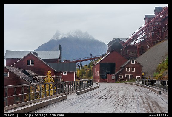 Kennicott historic mining town and Donoho Peak. Wrangell-St Elias National Park, Alaska, USA.