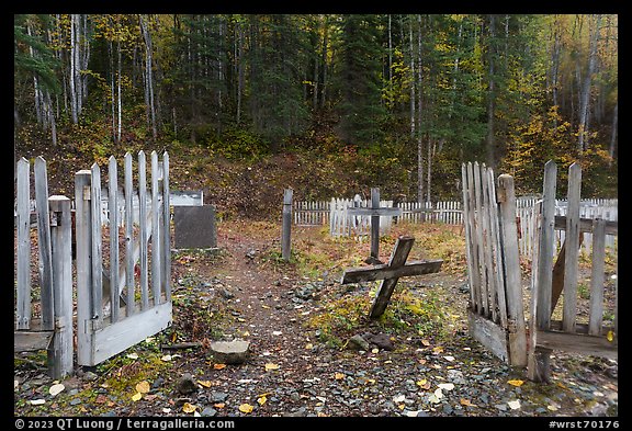 Entrance to Kennecott cemetery. Wrangell-St Elias National Park, Alaska, USA.