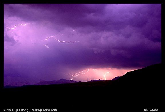Lightning thunderstorm. Big Bend National Park, Texas, USA.
