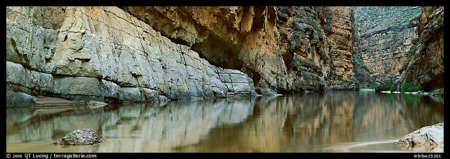 Canyon walls reflected in Rio Grande River. Big Bend National Park (color)