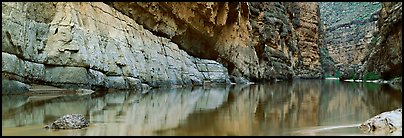 Canyon walls reflected in Rio Grande River. Big Bend National Park, Texas, USA.