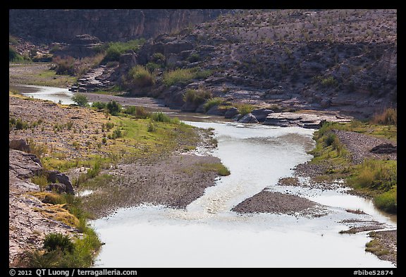 Rio Grande River canyon from above. Big Bend National Park (color)