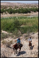 Mexican horsemen from Boquillas Village. Big Bend National Park, Texas, USA. (color)
