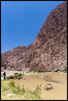 Man standing in Boquillas Canyon. Big Bend National Park, Texas, USA. (color)