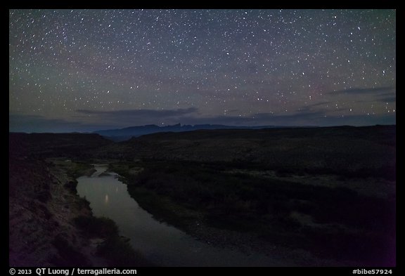 Rio Grande River at night. Big Bend National Park, Texas, USA.