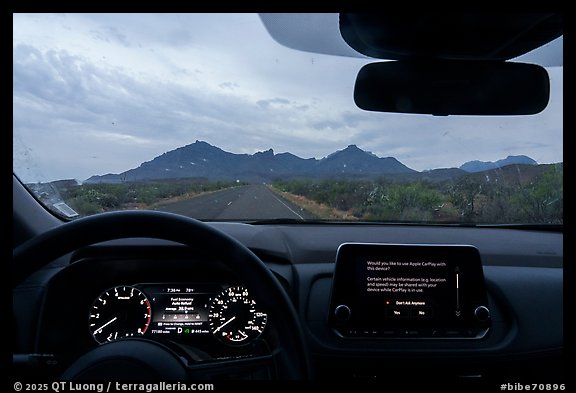 Windshield view, Chisos Mountains near Panther Junction. Big Bend National Park (color)
